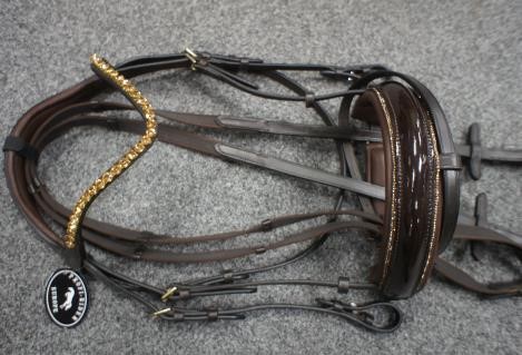 Profi Rider Hoofdstel Zwart Lak Zwart onderlegd (kopie)